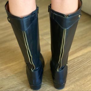 Corso Como Black Leather Vintage Calf Riding Boot